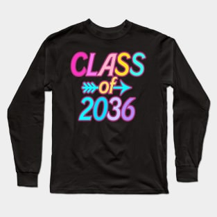 funny kindergarten class of 2036 graduation grow with me freshman Long Sleeve T-Shirt